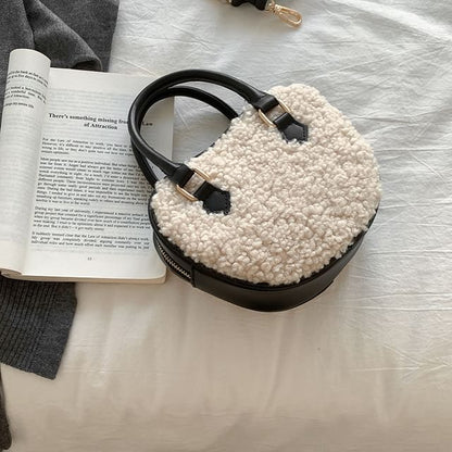 Crossbody Shearling Faux Bag Heart