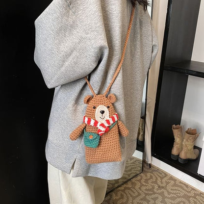 Knit Bear Crossbody Mobile Phone Bag