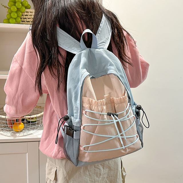 Charm Color Block Bag / Nylon Backpack Set