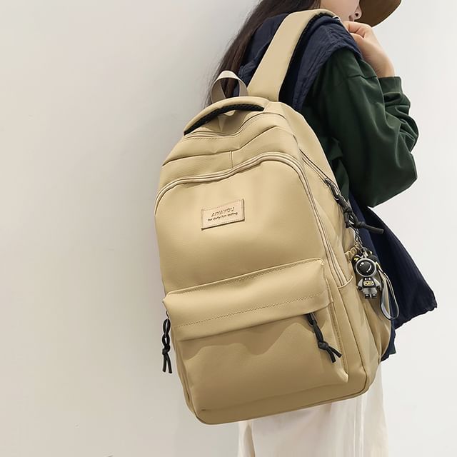 / Applique Charm Backpack Set Laptop Plain Bag