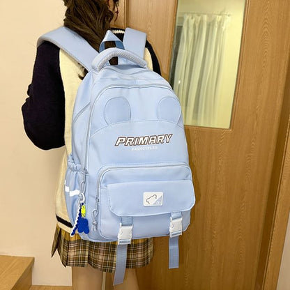 Laptop Print Backpack Lettering Nylon