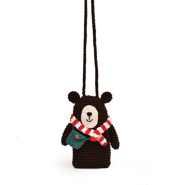 Knit Bear Crossbody Mobile Phone Bag