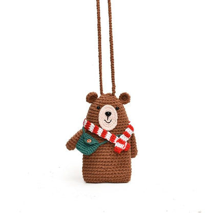 Knit Mobile Phone Crossbody Bear Bag