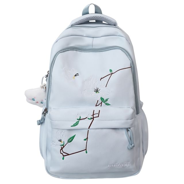 Set Bag Charm Laptop Embroidered Backpack / Nylon Floral