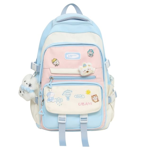 Nylon Backpack Bag Tote Embroidered Laptop Set Charm /