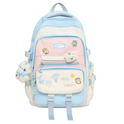 Nylon Backpack Bag Tote Embroidered Laptop Set Charm /