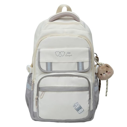 Print Cartoon Charm Nylon Bag Backpack / Laptop Set