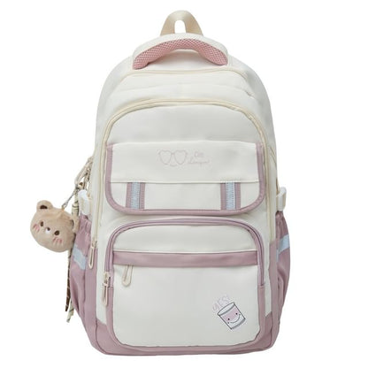 Print Cartoon Charm Nylon Bag Backpack / Laptop Set