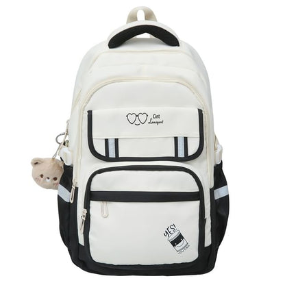 Print Cartoon Charm Nylon Bag Backpack / Laptop Set