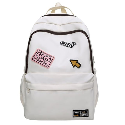 Backpack Nylon Laptop Lettering Applique