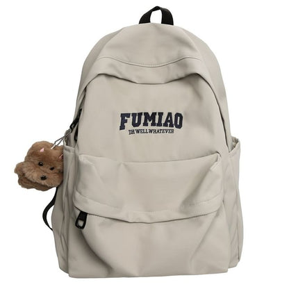 Embroidered Laptop Bag Nylon / Set Lettering Charm Backpack