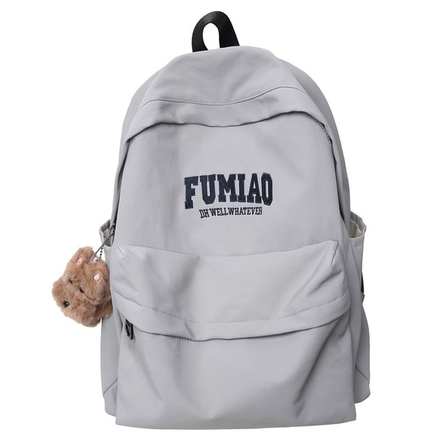 Embroidered Laptop Bag Nylon / Set Lettering Charm Backpack