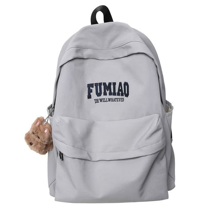 Embroidered Laptop Bag Nylon / Set Lettering Charm Backpack