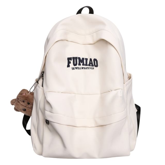 Embroidered Laptop Bag Nylon / Set Lettering Charm Backpack