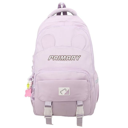 Laptop Print Backpack Lettering Nylon