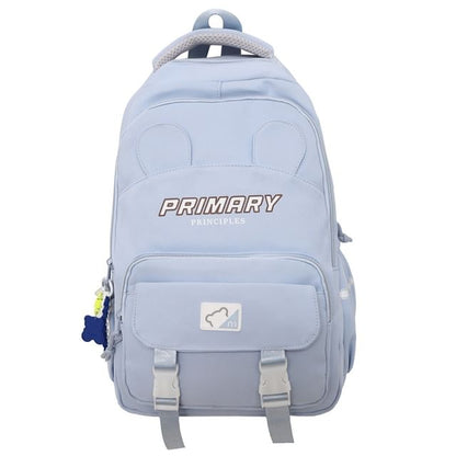 Laptop Print Backpack Lettering Nylon