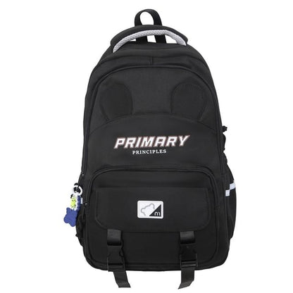 Laptop Print Backpack Lettering Nylon