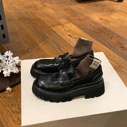 Loafers Plain Penny Faux Leather Platform