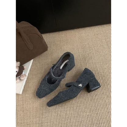 Heel Pumps Toe Jane Square Block Mary