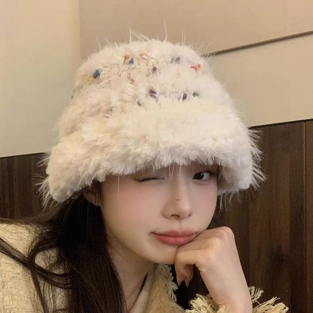 Bucket Hat Fluffy Knit