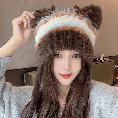 Beanie Bow Ear Cat Knit Fluffy