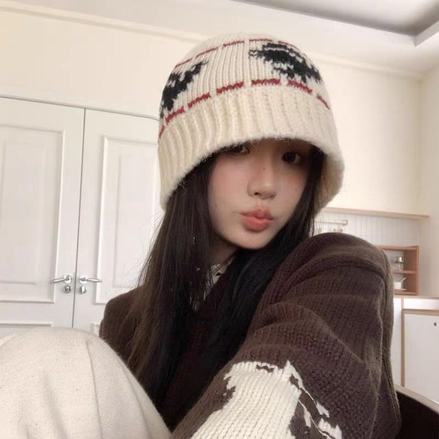 Patterned Hat Knit Cloche