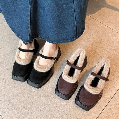 Heel Shoes Platform Mary Jane Square-Toe Chunky