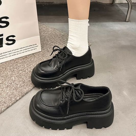 Platform Heel Chunky Shoes Lace-Up