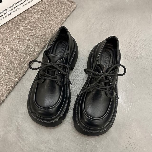 Platform Heel Chunky Shoes Lace-Up