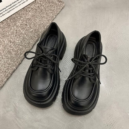 Platform Heel Chunky Shoes Lace-Up