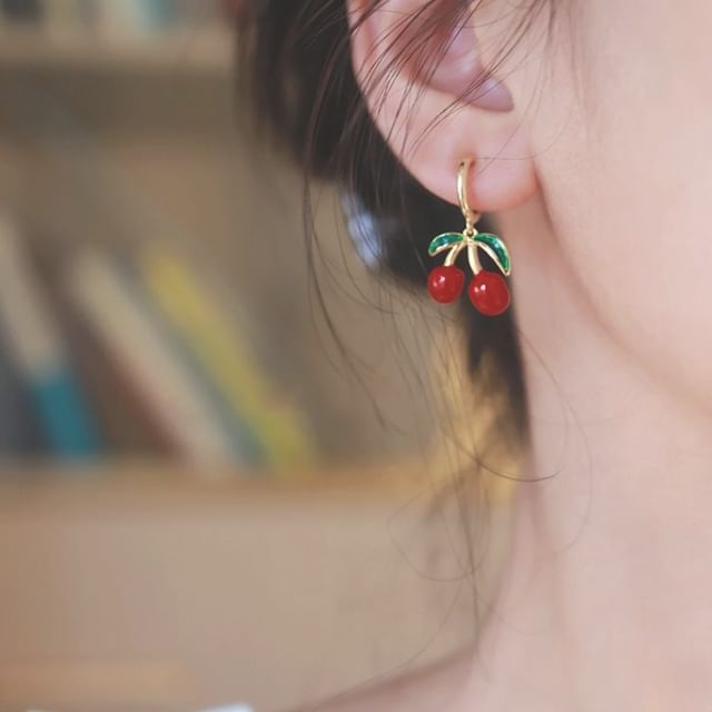 Earring / Clip-On Cherry Drop