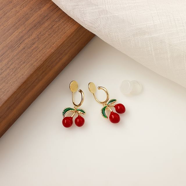 Earring / Clip-On Cherry Drop