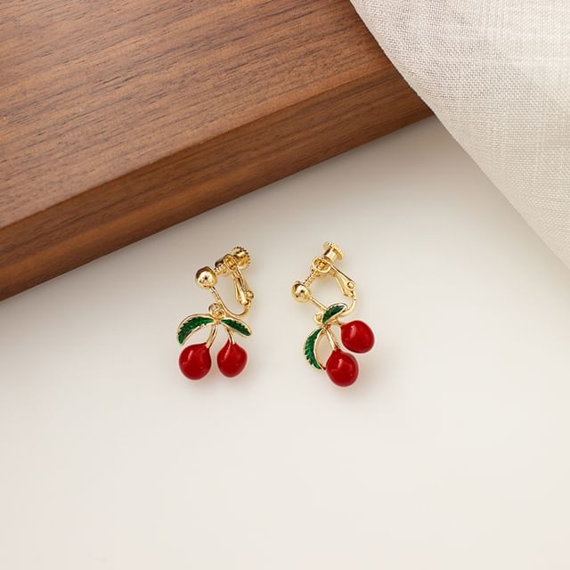 Earring / Clip-On Cherry Drop
