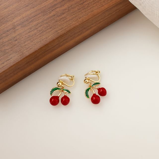 Earring / Clip-On Cherry Drop