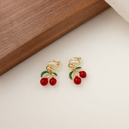 Earring / Clip-On Cherry Drop