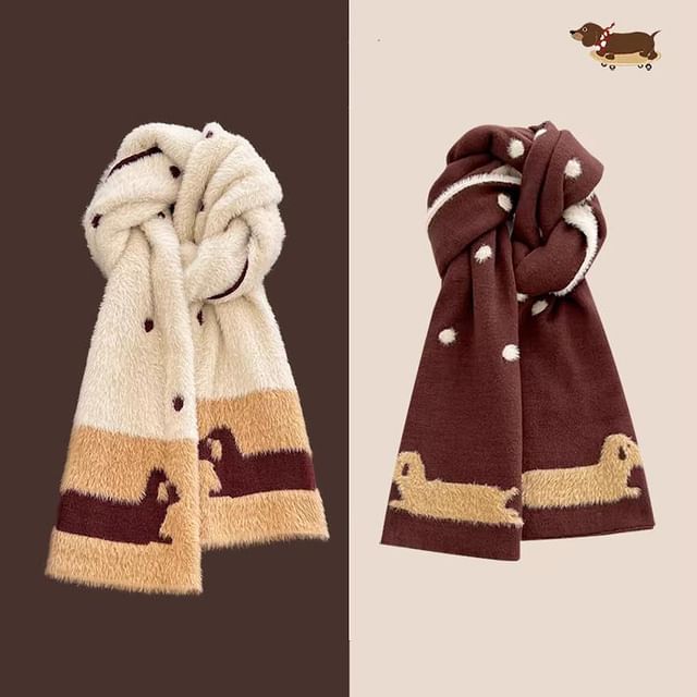 Dog Scarf Knit Patterned Dotted