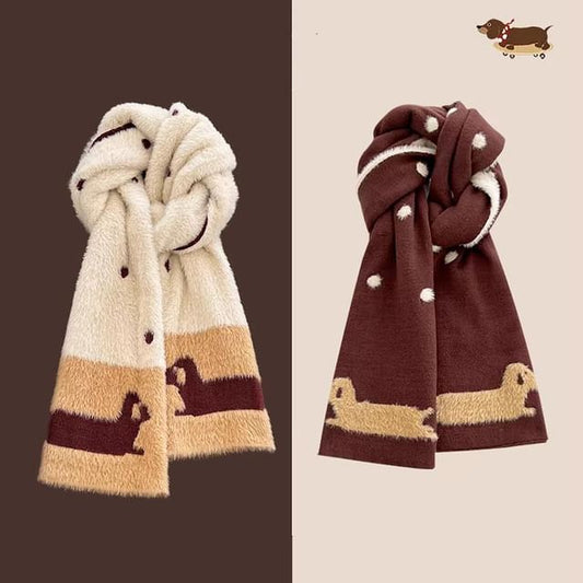 Dog Scarf Knit Patterned Dotted