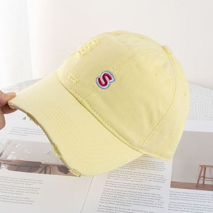 Distressed Baseball Cap Letter Embroidered