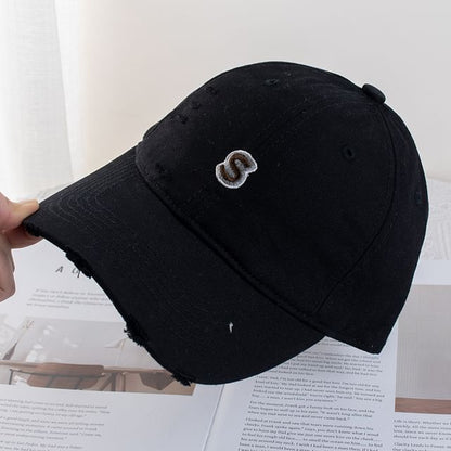 Distressed Baseball Cap Letter Embroidered