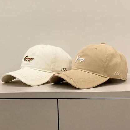 Embroidered Distressed Letter Cap