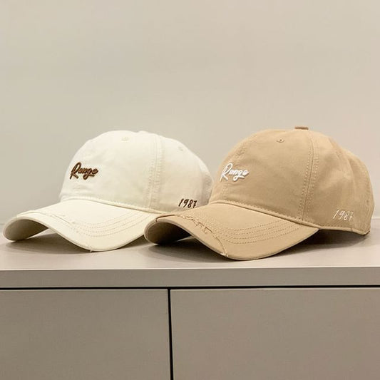 Embroidered Distressed Letter Cap