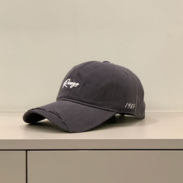 Embroidered Distressed Letter Cap