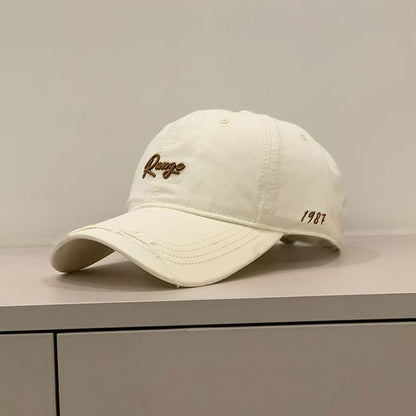 Embroidered Distressed Letter Cap