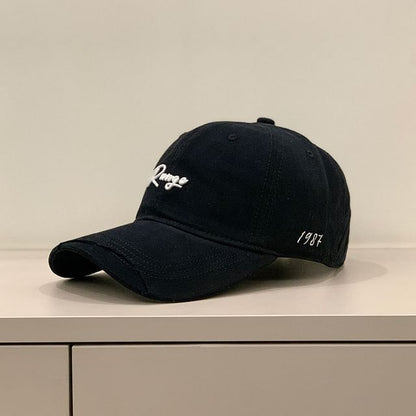 Embroidered Distressed Letter Cap
