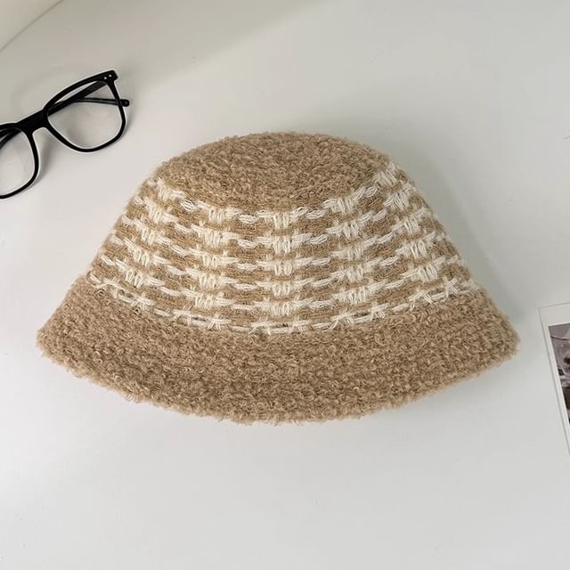 Bucket Striped Fluffy Hat