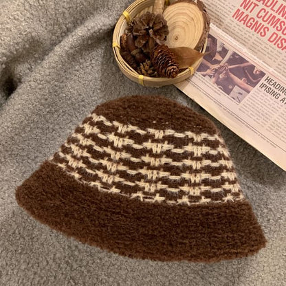 Bucket Striped Fluffy Hat