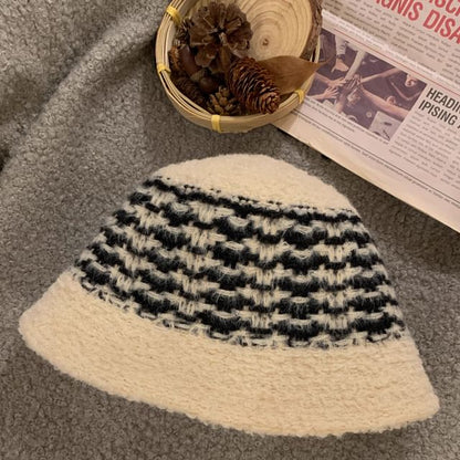 Bucket Striped Fluffy Hat