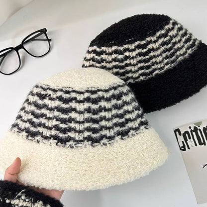 Bucket Striped Fluffy Hat