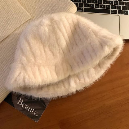 Fluffy Bucket Plain Hat