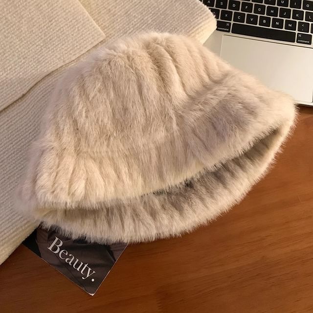 Fluffy Bucket Plain Hat